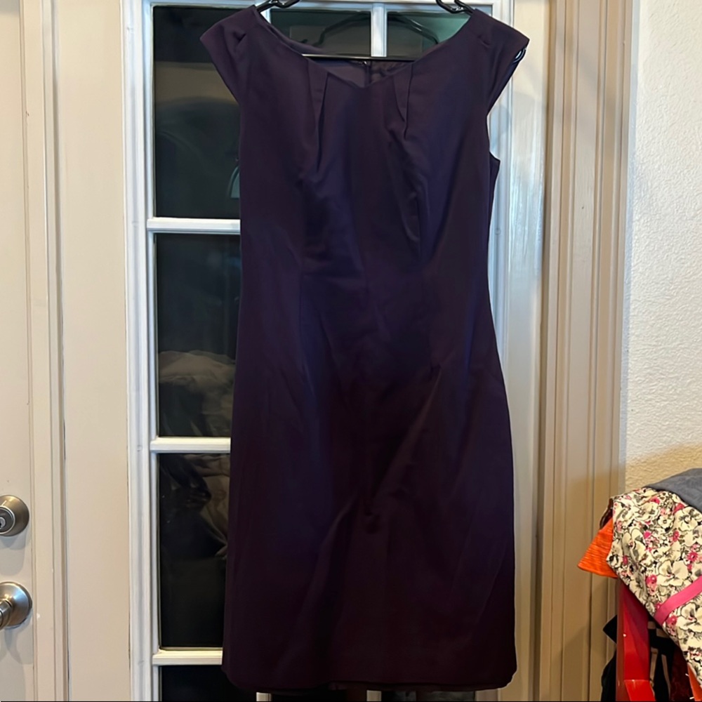 Massimo Purple Sheath Midi Dress with Bateau Neckline